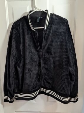 Cynthia Rowley Black Velvet Bomber Jacket Lrg